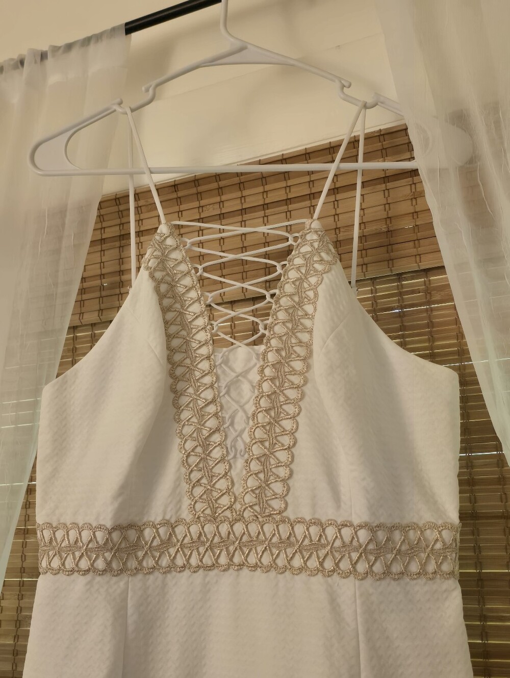 Lilly Pulitzer White Lace-Up Back Dress Size 6 Bridal Shower Rehearsal Dinner - Picture 3 of 6